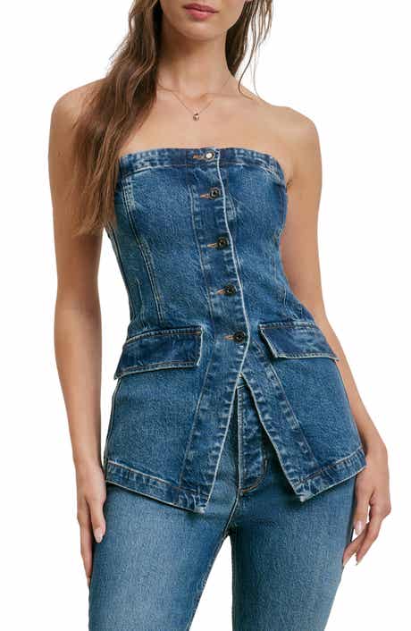 The Phoebe Strapless Denim Bustier Top