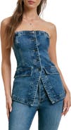 Favorite Daughter The Phoebe Strapless Denim Bustier Top