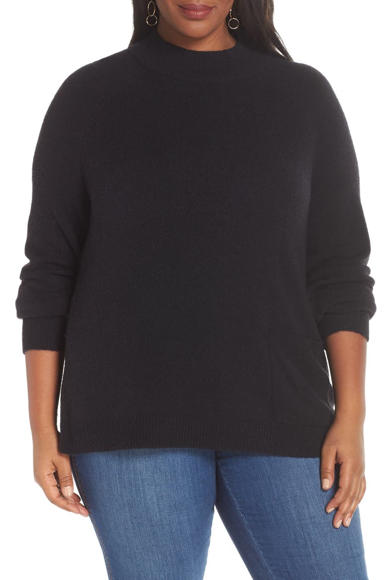 Pocket Front Sweater, Main, color, BLACK