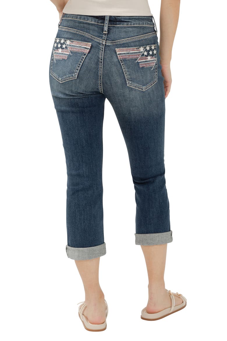 Suki Americana Curvy Mid Rise Capri Jeans, Alternate, color, BALLOT