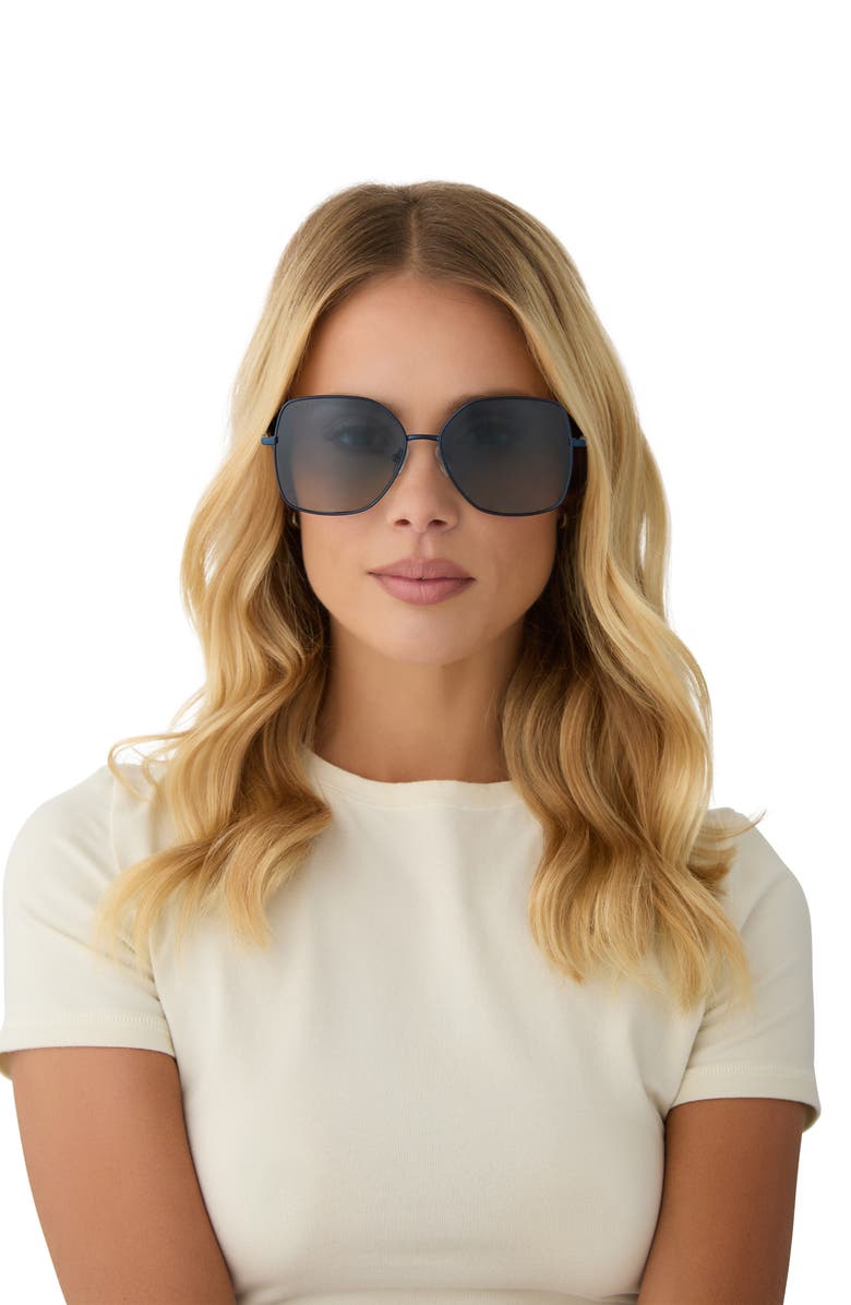 DIFF Iris 59mm Gradient Square Sunglasses, Alternate, color, Aegean Blue Flash