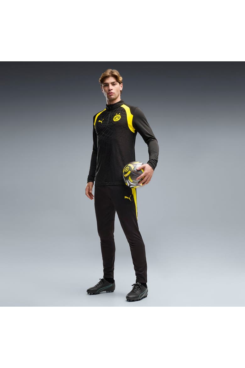 Men's Puma  Black Borussia Dortmund Quarter-Zip dryCELL Pre-Match Top, Alternate, color, Black