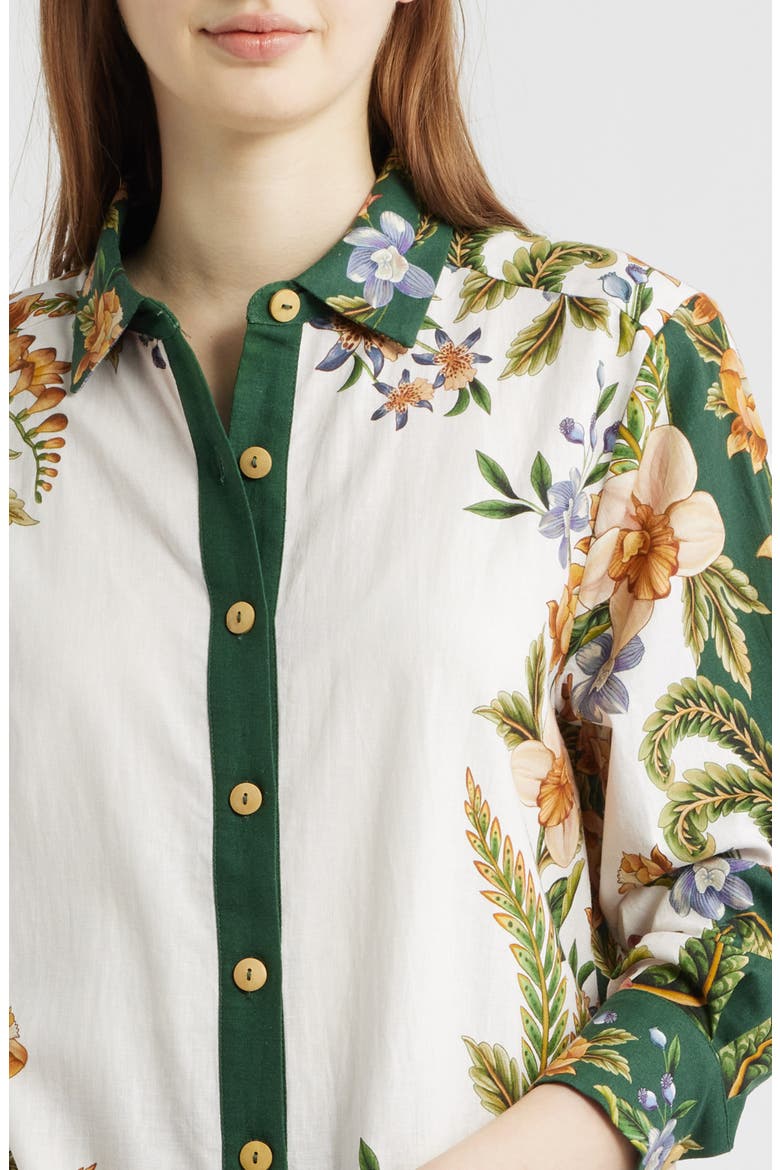 Sand Nature Linen Blend Button-Up Shirt, Alternate, color, NATURE SAND
