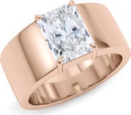 HauteCarat Radiant Cut Cigar Lab Created Diamond Ring