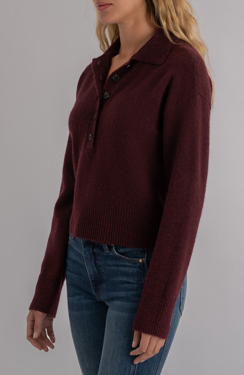 KUT from the Kloth Lilia Boxy Half Button Sweater, Alternate, color, Raisin