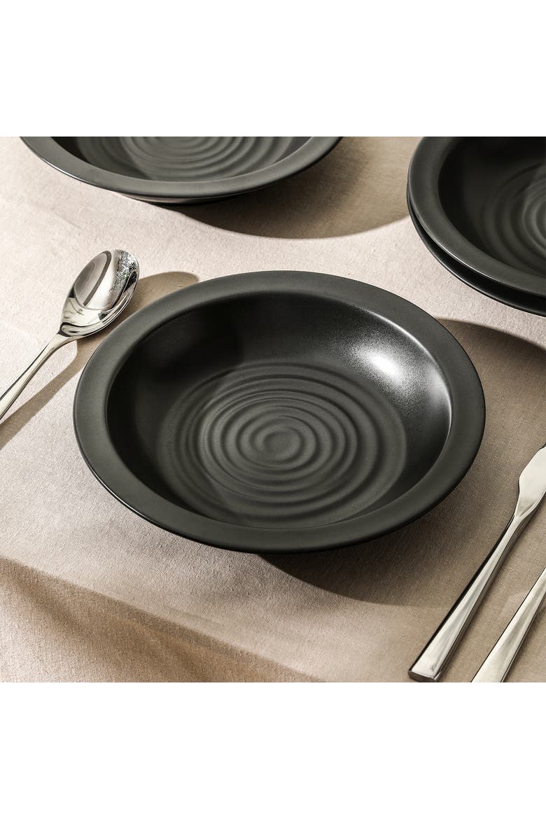 Orbit Stoneware 4-Piece Pasta Bowl Set, Alternate, color, Charcoal