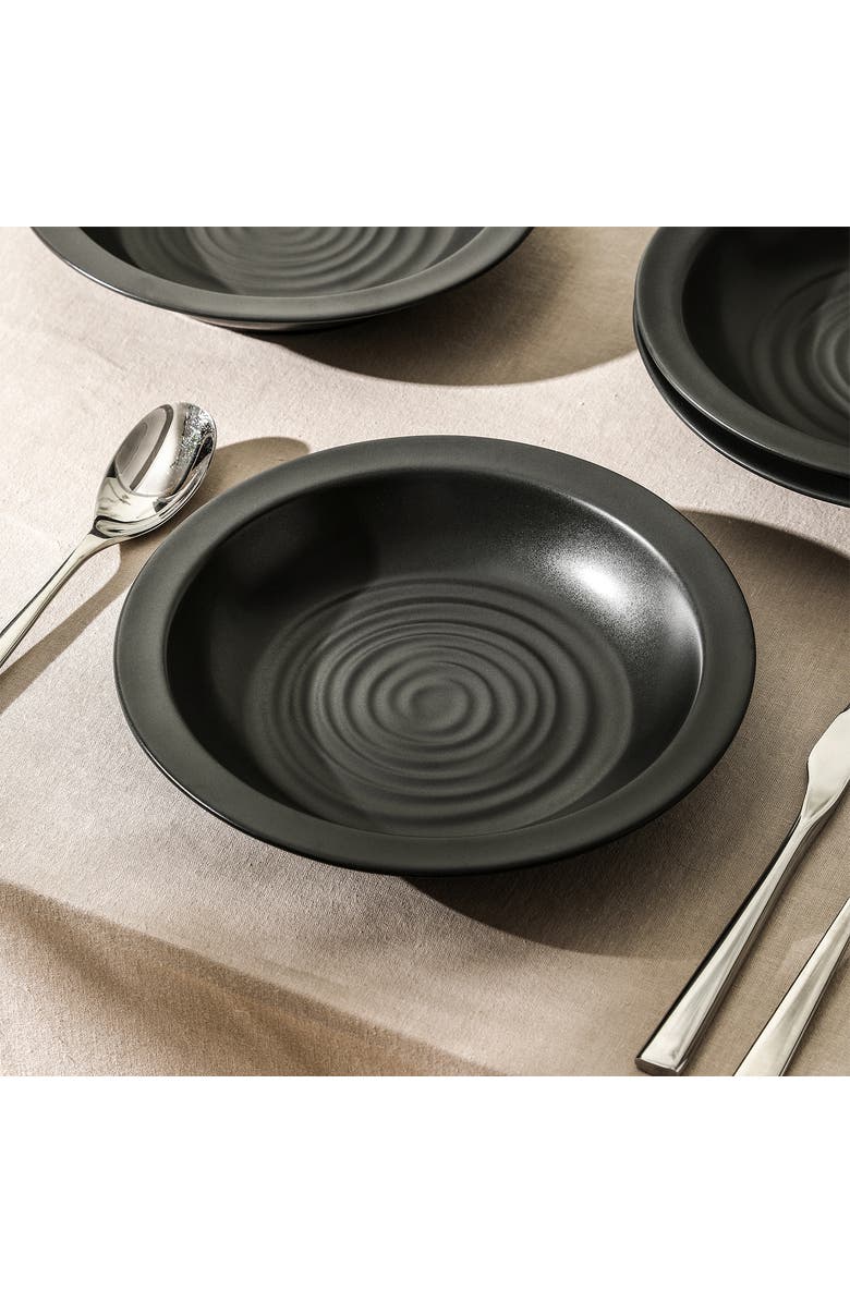 Stone Lain Orbit Stoneware 4-Piece Pasta Bowl Set, Alternate, color, Charcoal