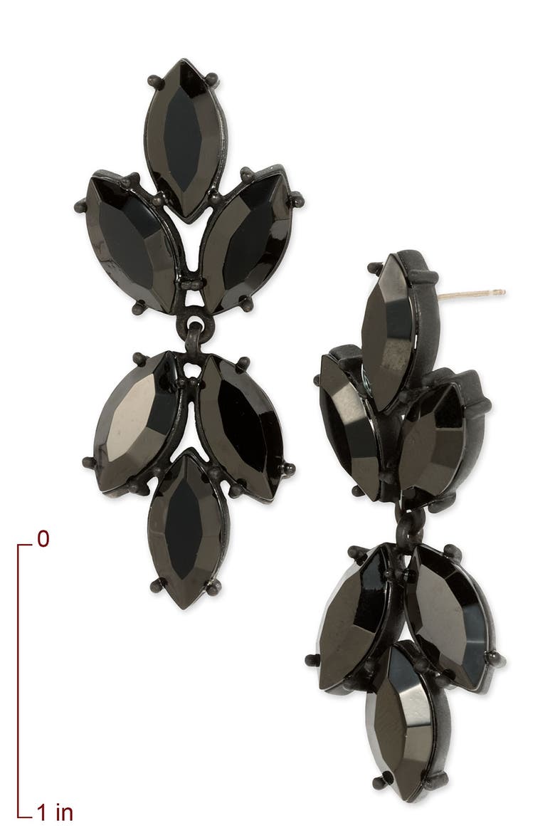 Badgley Mischka Crystal Cluster Earrings, Alternate, color, JET