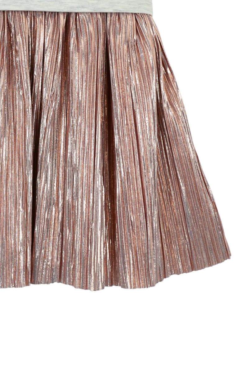 Zunie Kids' Sequin Christmas Tree Mixed Media Dress, Alternate, color, Oat/ Copper