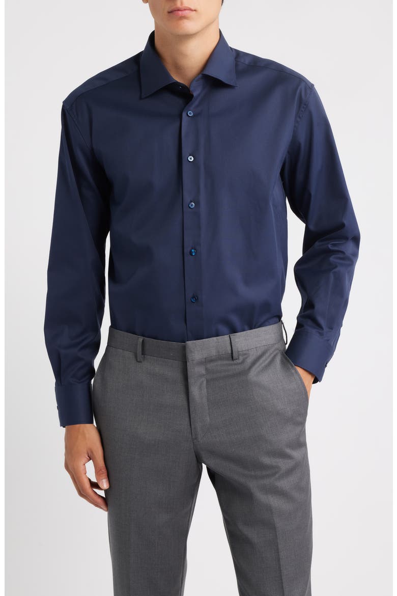 Cover Modern Fit Non-Iron Cotton Cover Shirt, Main, color, NAVY