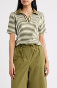 Bernardo Stripe Johnny Collar Polo
