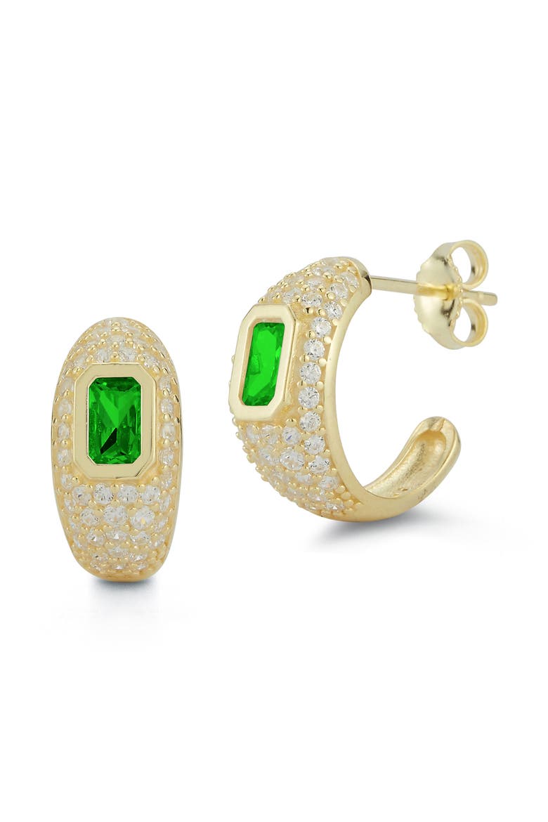 Pavé Cubic Zirconia Hoop Earrings, Main, color, GOLD
