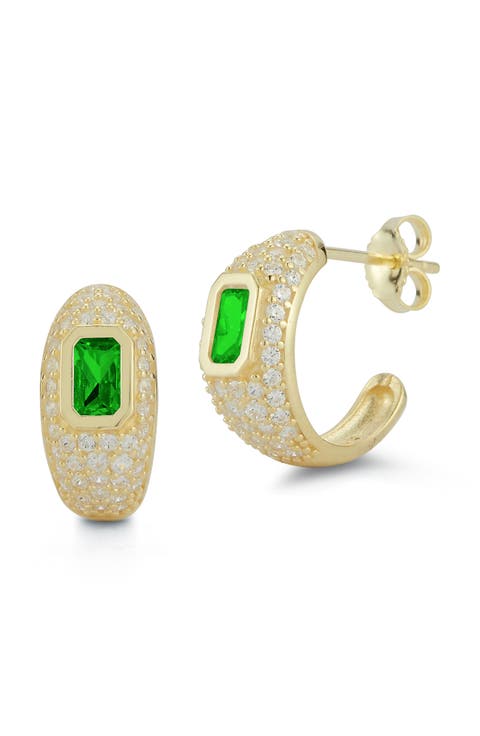 Pavé Cubic Zirconia Hoop Earrings