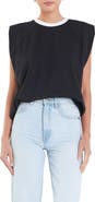 Grey Lab Contrast Shoulder Pad Sleeveless T-Shirt