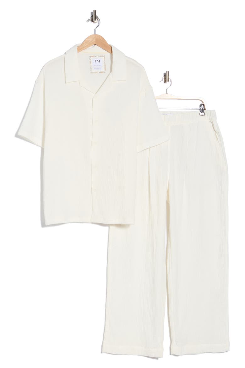 Textured Shirt & Pants Set, Alternate, color, OFF WHITE