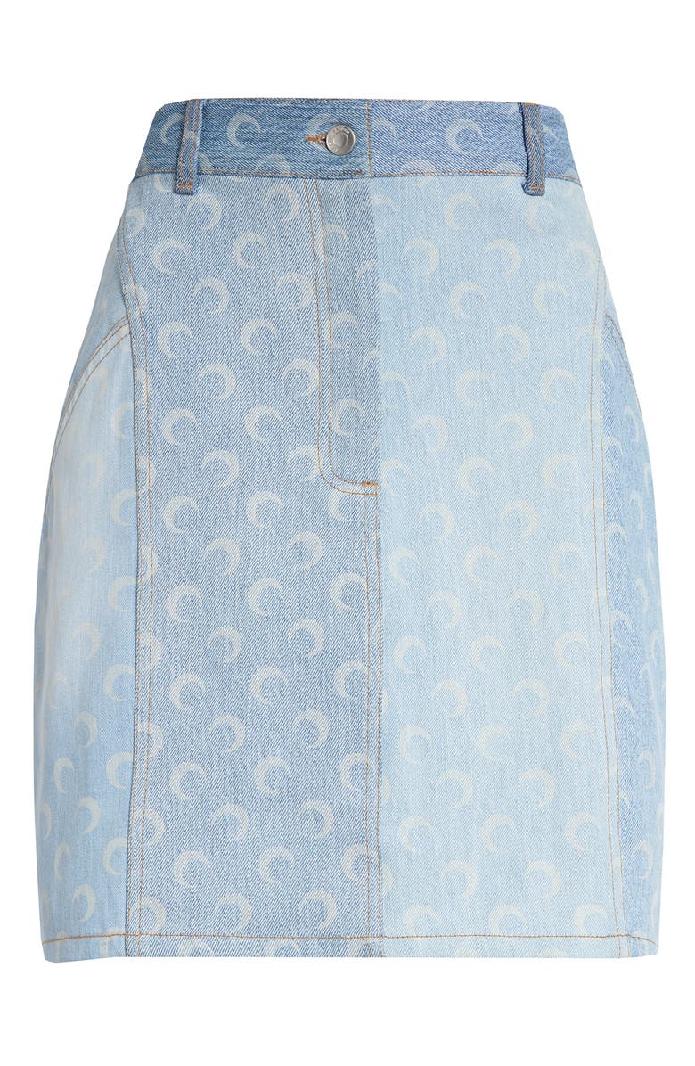 Marine Serre Moon Print Denim Miniskirt, Main, color, 