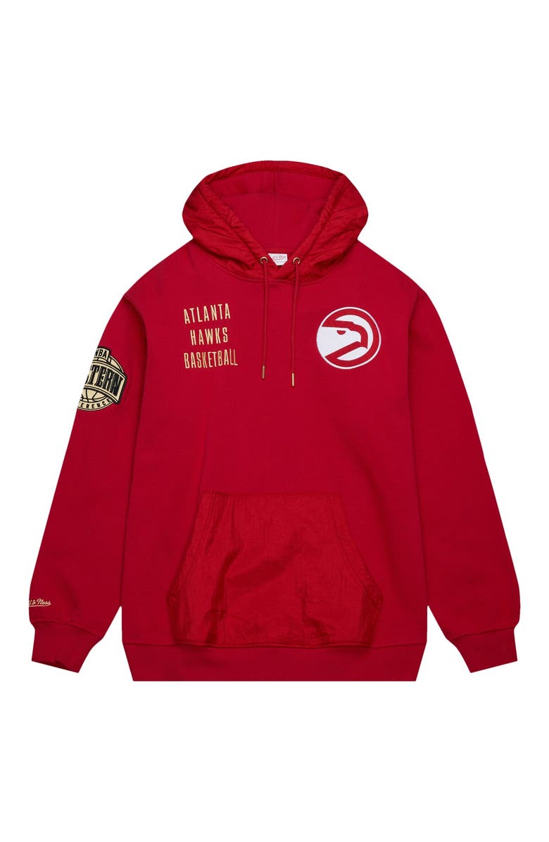 Mitchell & Ness Men's Mitchell & Ness Red Atlanta Hawks Team OG 2.0 Vintage Logo Fleece Pullover Hoodie, Alternate, color,