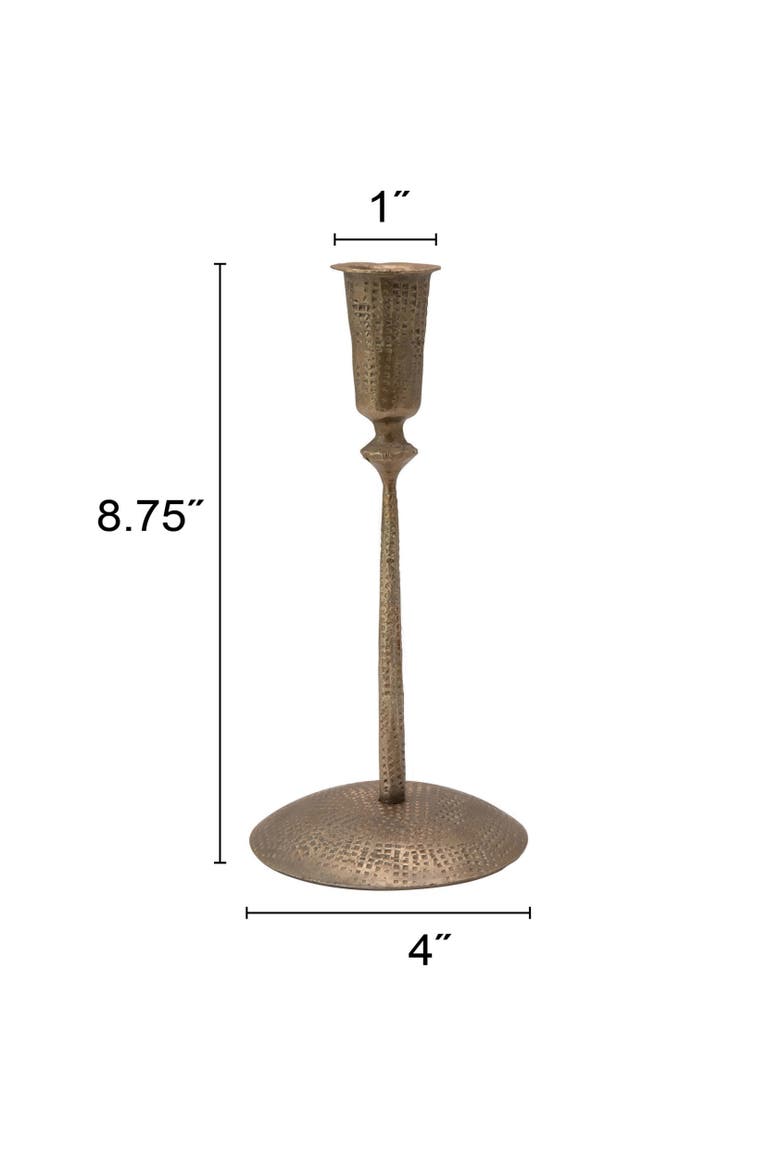 Hand-Forged Hammered Metal Taper Holder, Antique Brass Finish, Alternate, color, Brass
