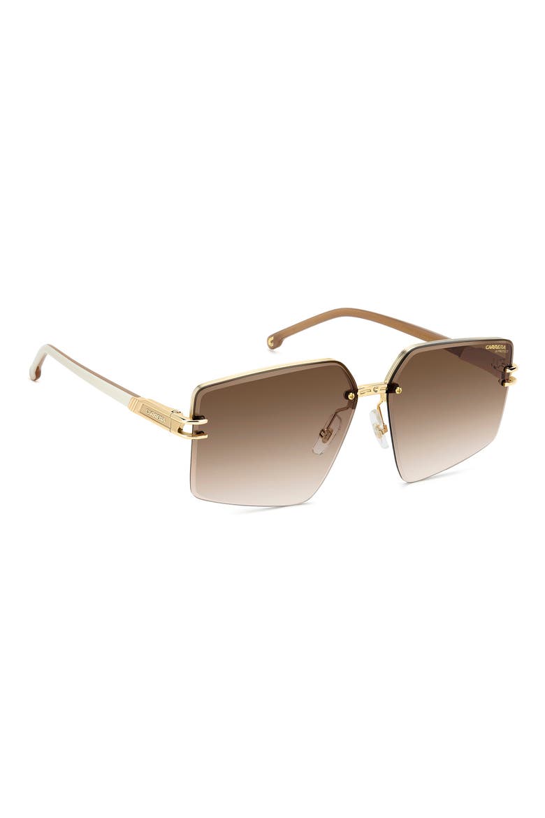 63mm Square Oversized Gradient Rimless Square Geometric Sunglasses, Alternate, color, GOLD IVORY/ BROWN SF