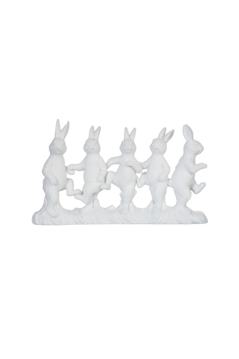 Happy Hopping Easter Bunnies Decorative White Figurine 6.25" x 11", Alternate, color, White