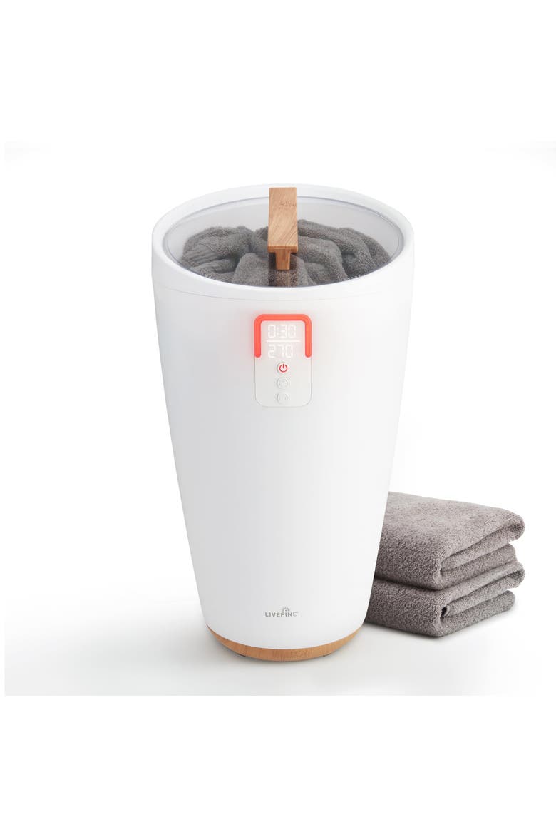 Towel Warmer, Large Bucket Style Towel Heater with LED Display, Adjustable Timer, & More!, Main, color, White