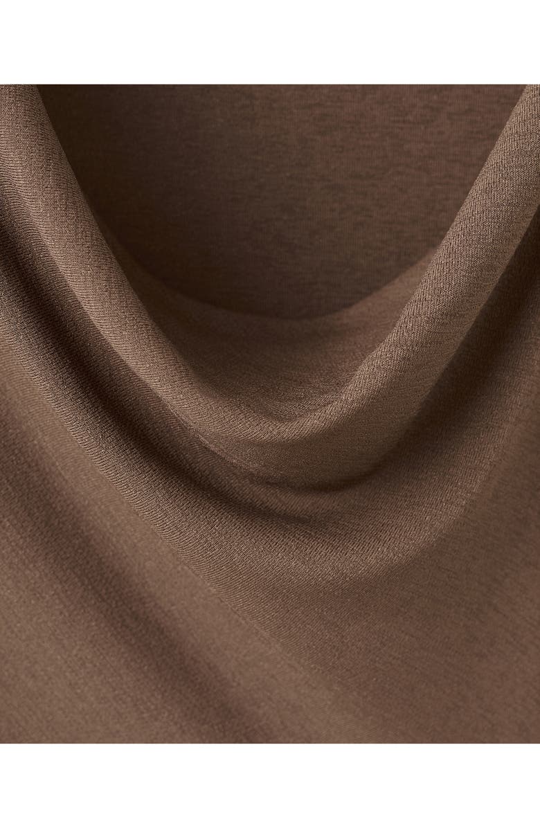 MANGO Cowl Neck Side Gather Dress, Alternate, color, Brown