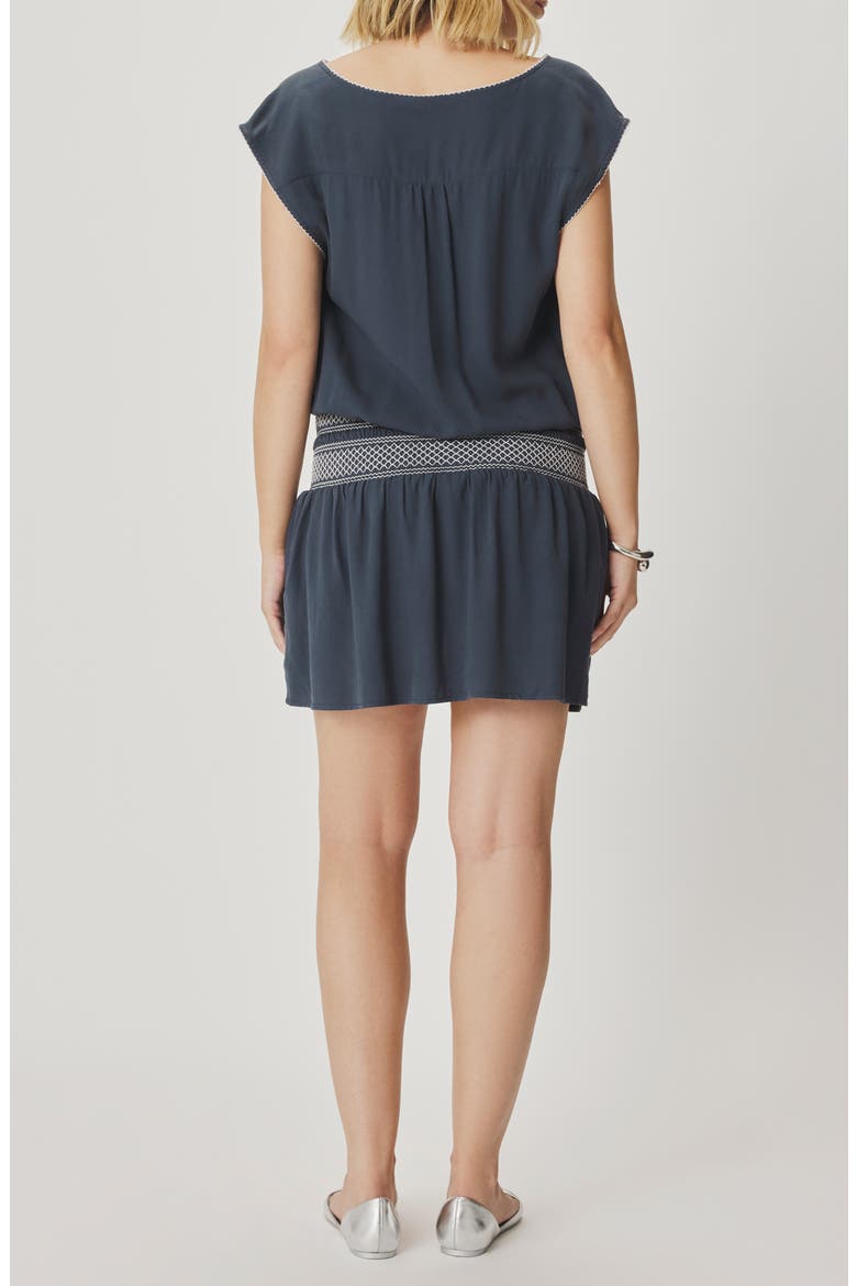 Ginger Smocked Minidress, Alternate, color, MOOD INDIGO BLUE