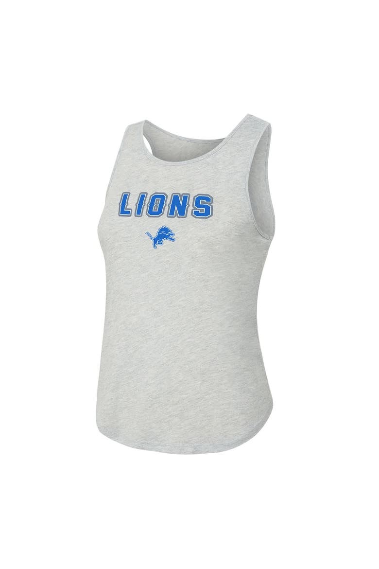 Women's Concepts Sport  Heather Gray/Blue Detroit Lions Regulate Plaid Tank Top & Pants Sleep Set, Alternate, color, Heather Gray