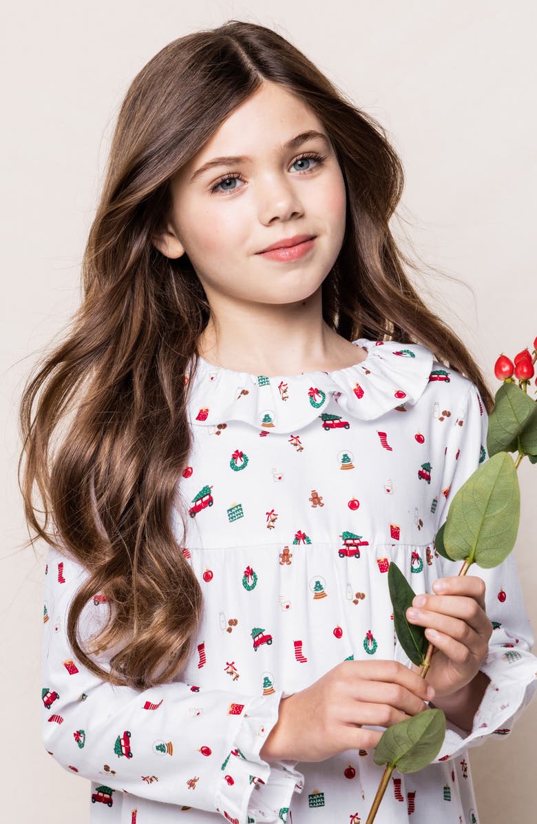 Petite Plume Kids' Scarlett Winter Nostalgia Cotton Blend Twill Nightgown, Alternate, color, White