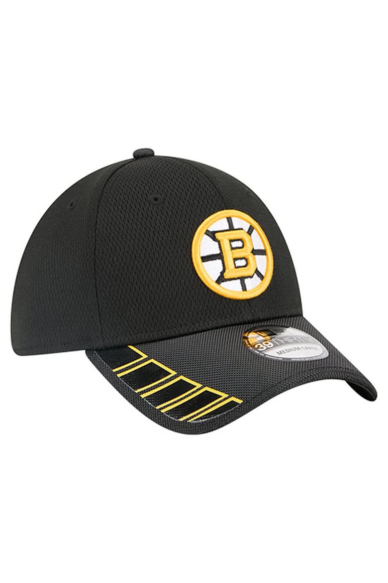 Men's New Era  Black Boston Bruins Visor Hit 39THIRTY Flex Hat, Alternate, color, Black