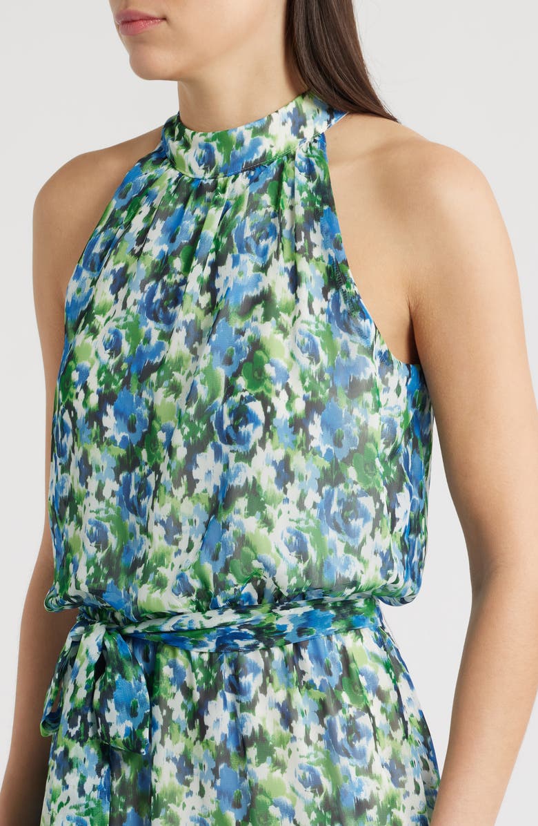 Julia Jordan Floral Mock Neck Tiered Maxi Dress, Alternate, color, Green Multi