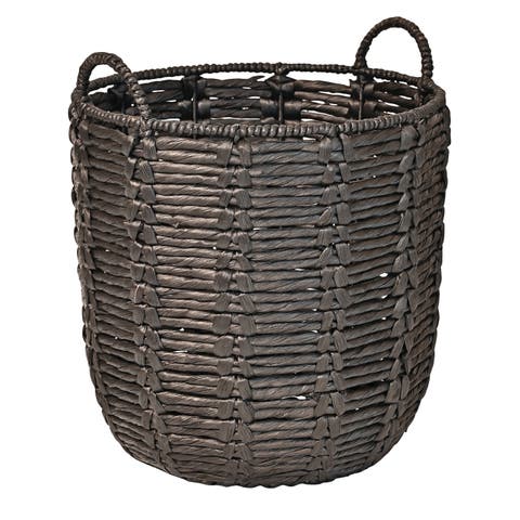 Laurel 19.49" Bohemian Handwoven Abaca Hamper Basket with Handles