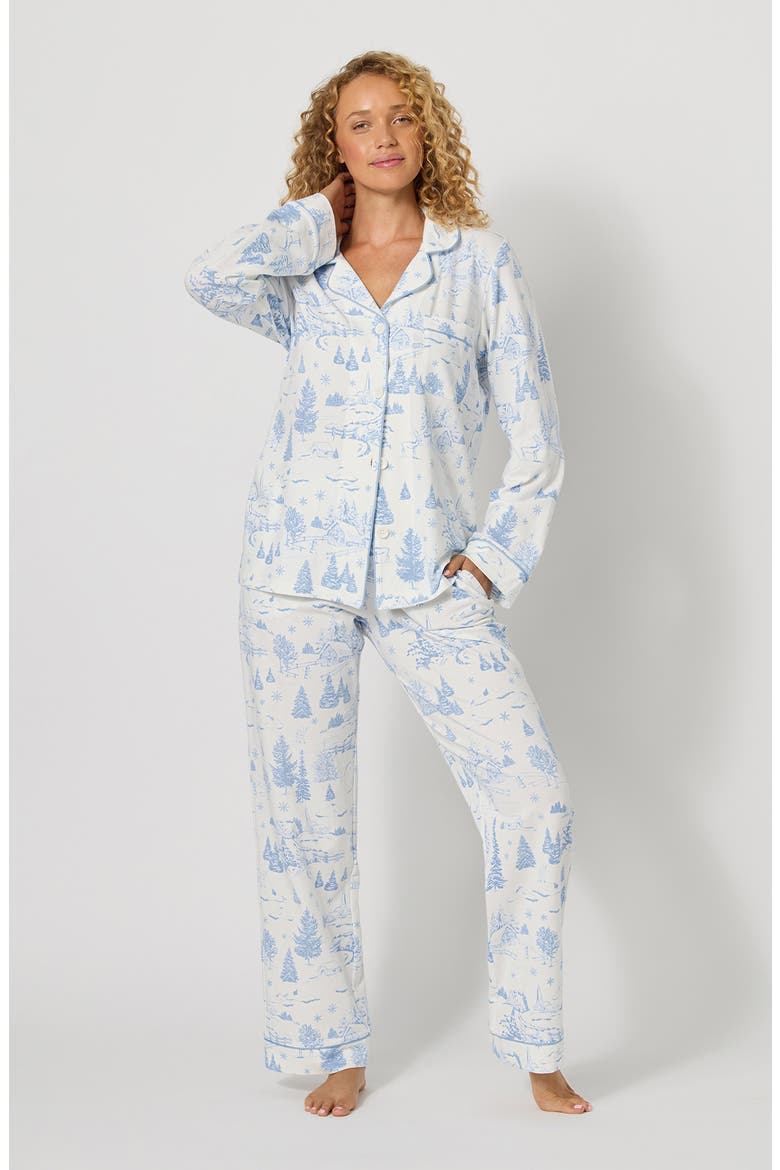 Print Stretch Organic Cotton Pajamas, Alternate, color, WINTER WONDERLAND