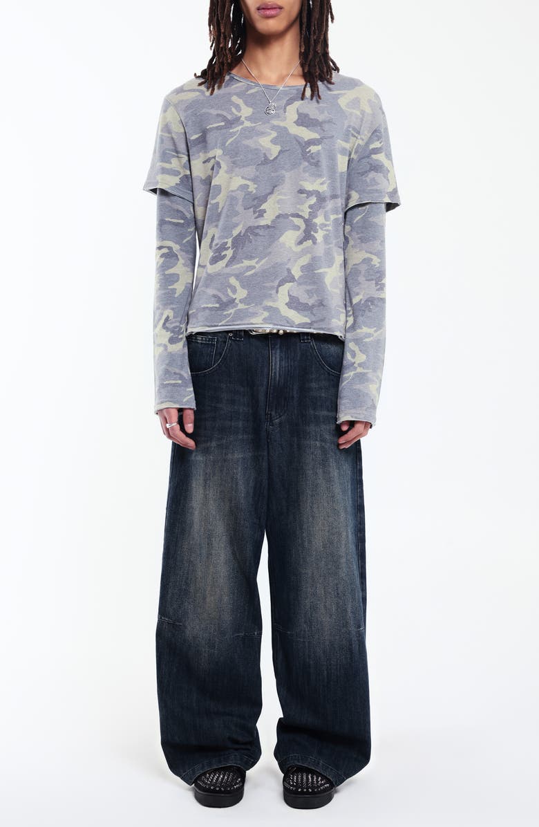 JADED LONDON Double Layer Mist Long Sleeve T-Shirt, Alternate, color, Camo