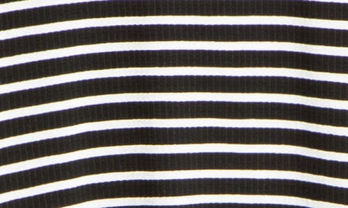Max Studio Stripe Ruffle Short Sleeve Shift Dress In Black