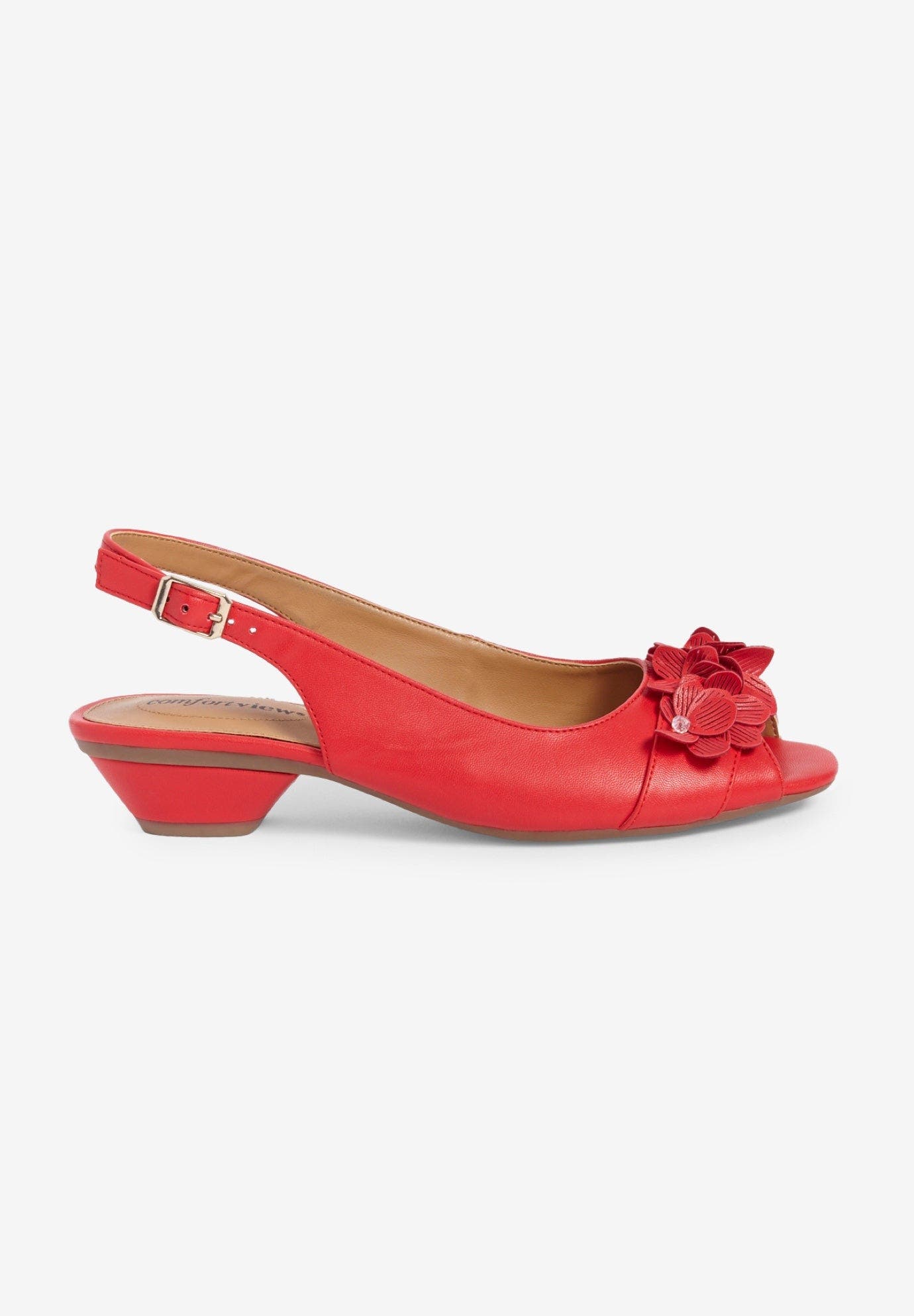 The Rider Leather Like Slingback, Alternate, color, HOT RED