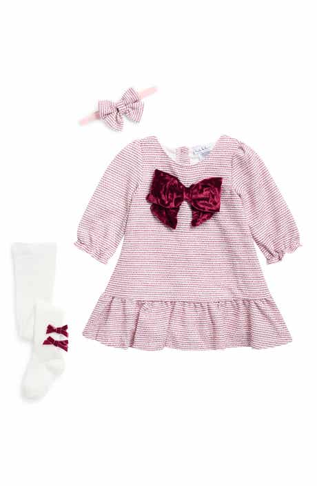 Bow Dress, Tights & Headband Set