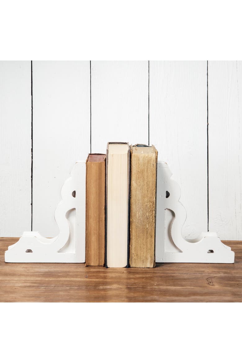 Set of 2 Wood Corbel Bookends - Foreside Home & Garden, Alternate, color, White