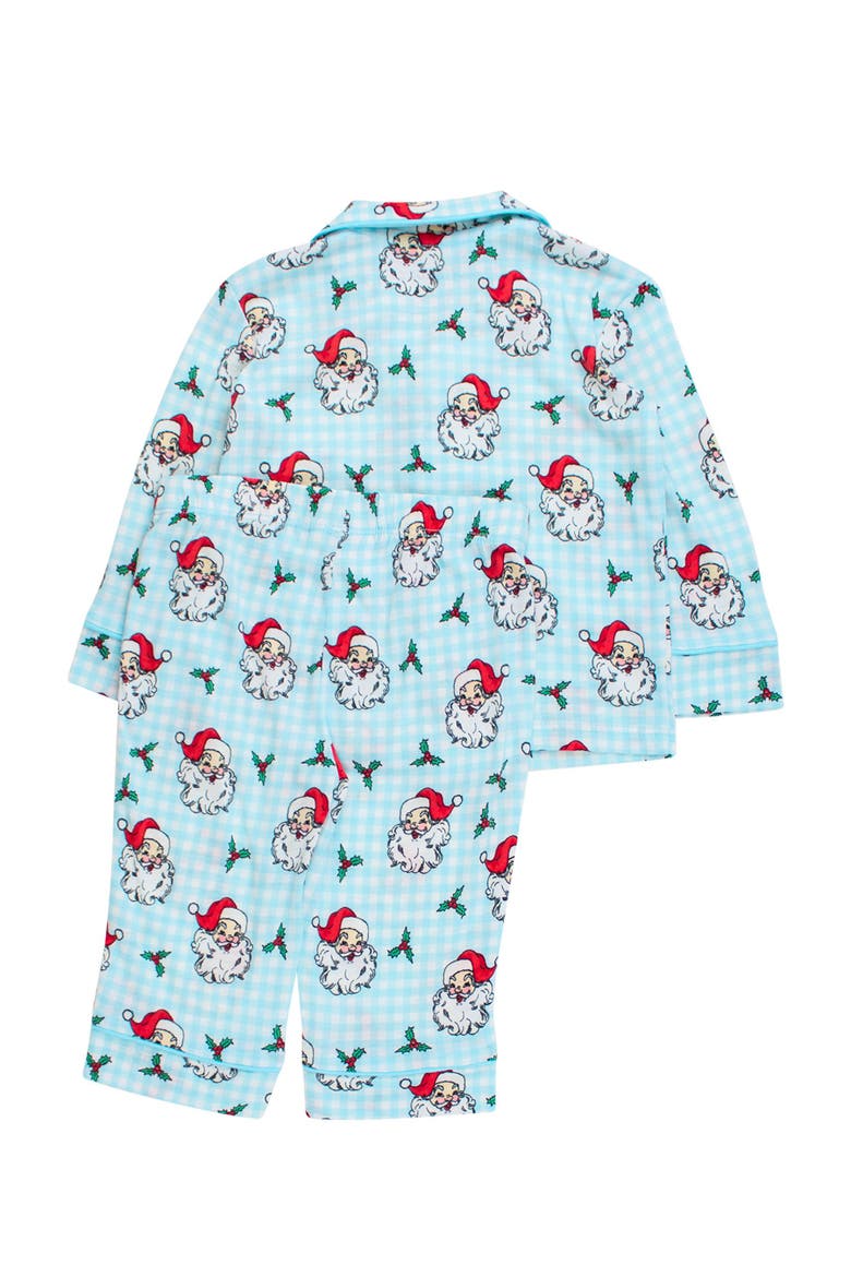 Gender Inclusive Button Up Pajama Set, Alternate, color, Blue Dear Santa