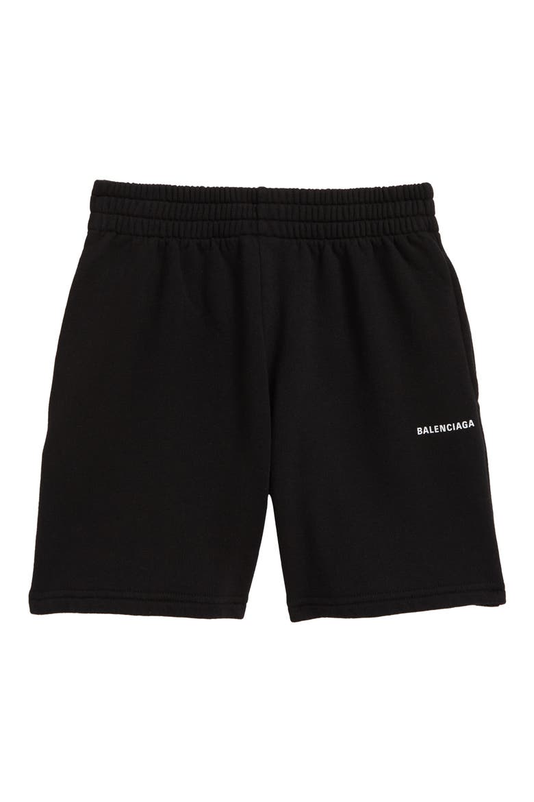 Kids' Logo Cotton Sweat Shorts, Main, color, BLACK/WHITE