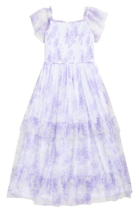 Kids' Smocked Clip Dot Tiered Dress (Big Kid)