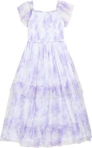 Rare Editions Kids' Smocked Clip Dot Tiered Dress