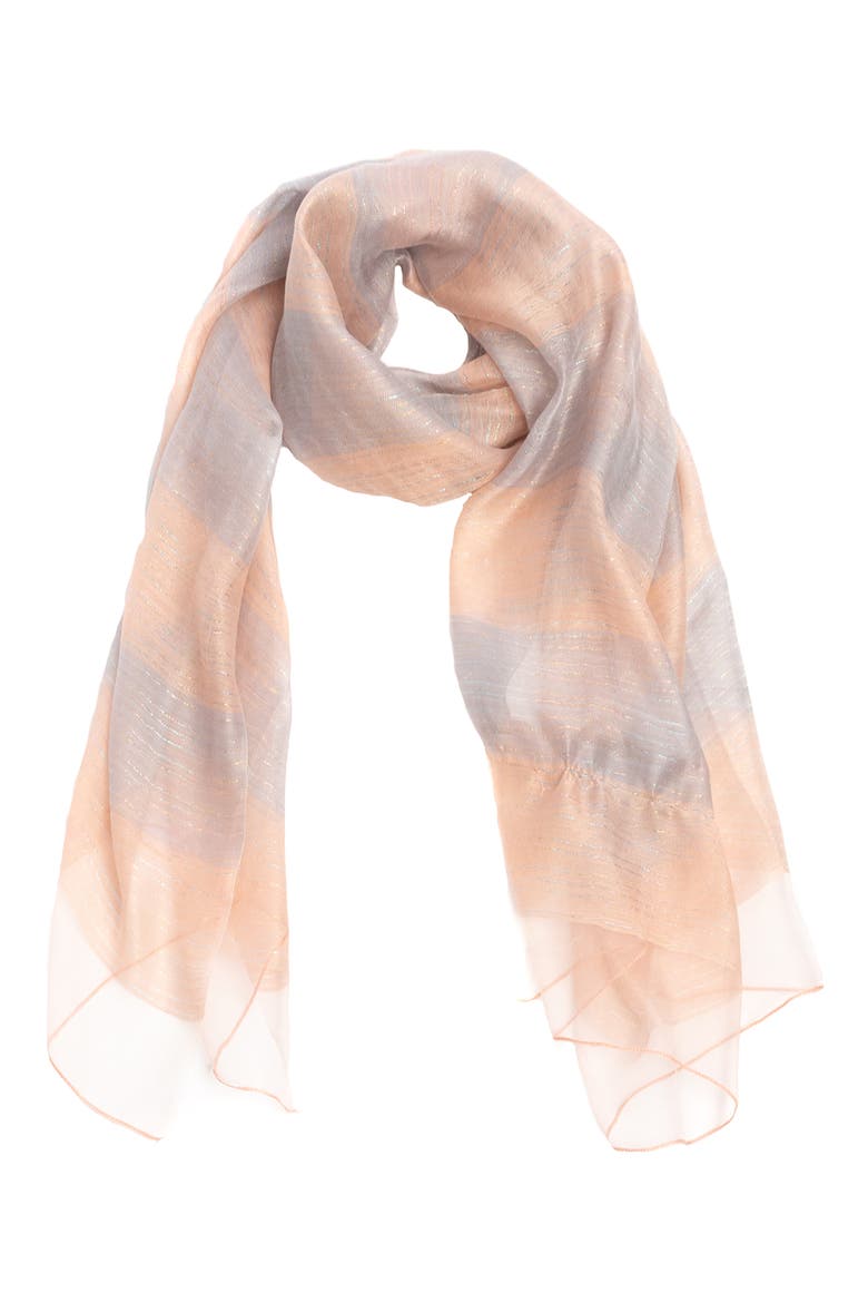 Shiny Stripe Silk Blend Scarf, Alternate, color, PINK