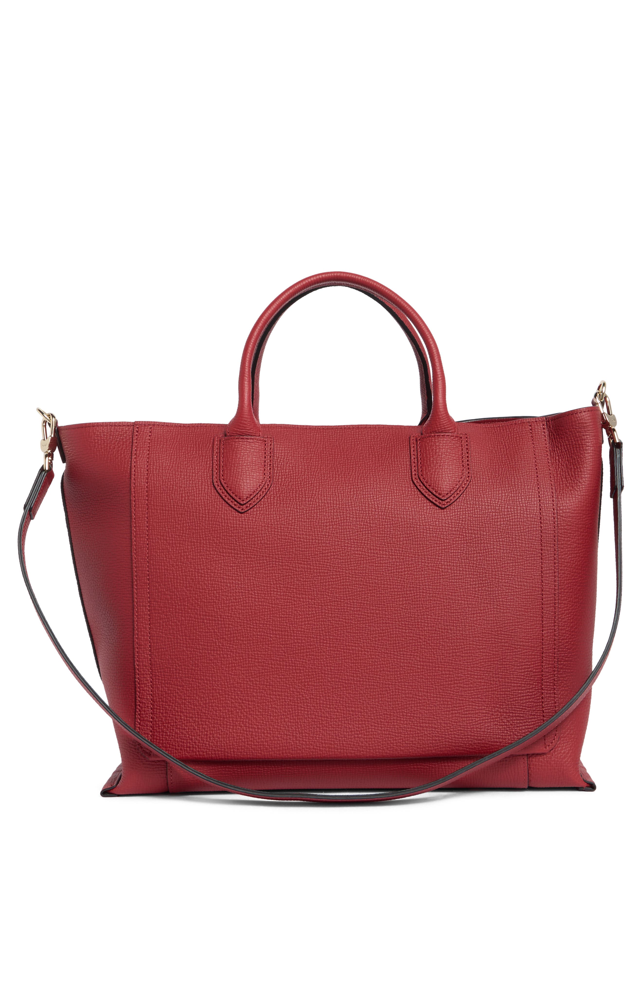 Longchamp Mailbox Brief Leather Tote Bag, Alternate, color, Red