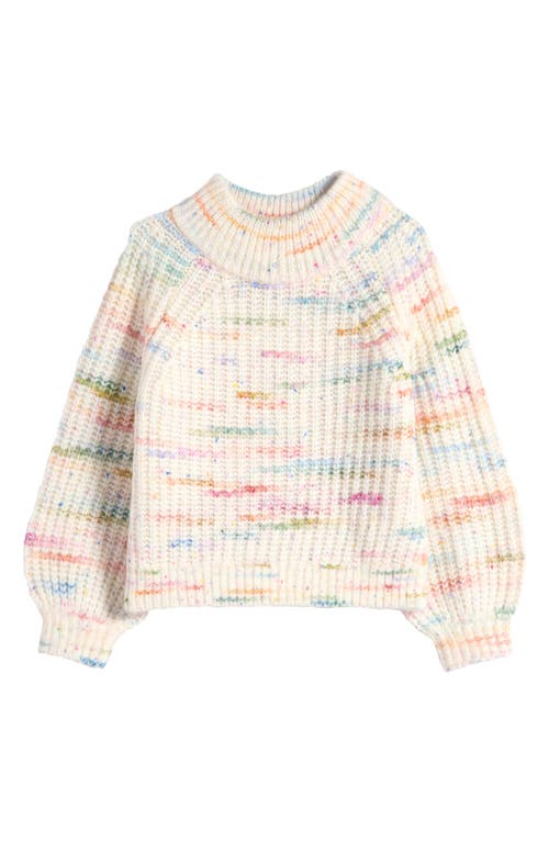 Tucker + Tate Kids' Space Dye Mock Neck Sweater in Ivory Egret Multi Nep 