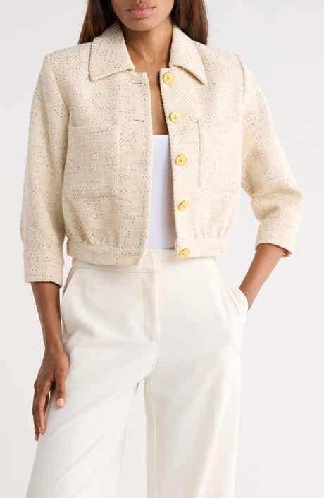 L'AGENCE Jia Sequin Embellished Tweed Crop Jacket