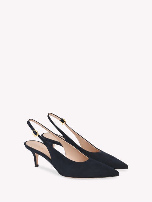 Gianvito Rossi Robbie 55 Suede Slingback Pumps In Blue