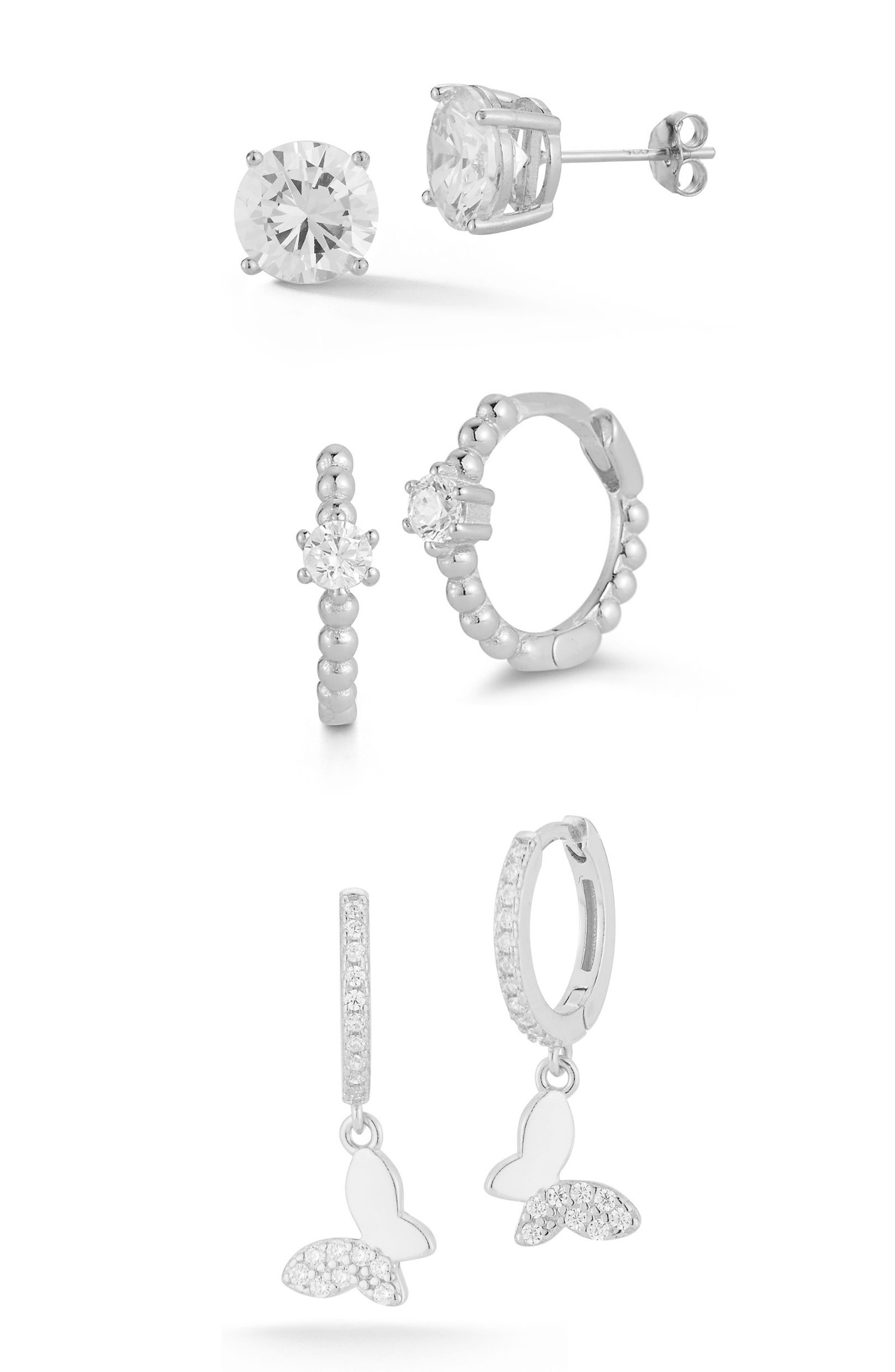 GLAZE JEWELRY Set of 3 Sterling Silver Earrings