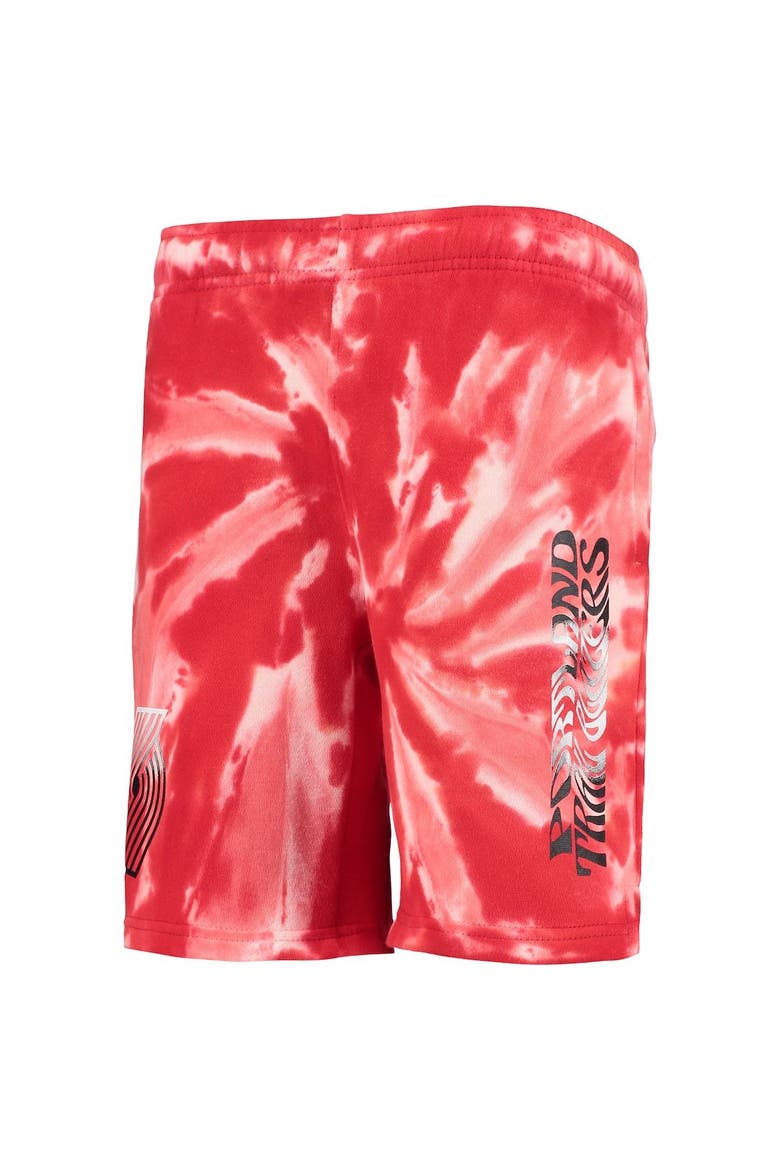 Youth Red Portland Trail Blazers Santa Monica Tie-Dye Shorts, Alternate, color, White