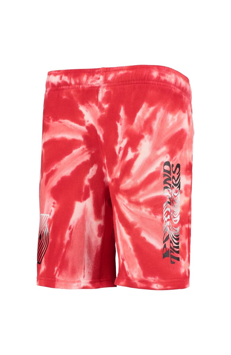 Outerstuff Youth Red Portland Trail Blazers Santa Monica Tie-Dye Shorts, Alternate, color, White